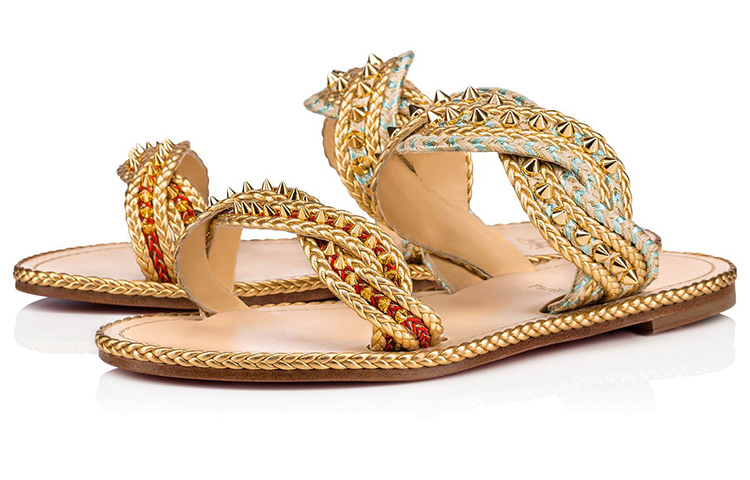 Lookbook (Women) Christian Louboutin Flat Sandals 'Yellow Woven' 3190548G001