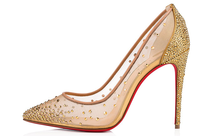 (W) Christian Louboutin Follies Strass 'Beige Fashion High Heel'