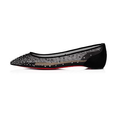 (W) Christian Louboutin Follies Strass 'Black Flat'