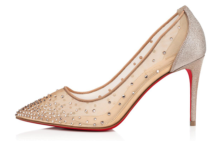 (W) Christian Louboutin Follies Strass 'Nude Gold'