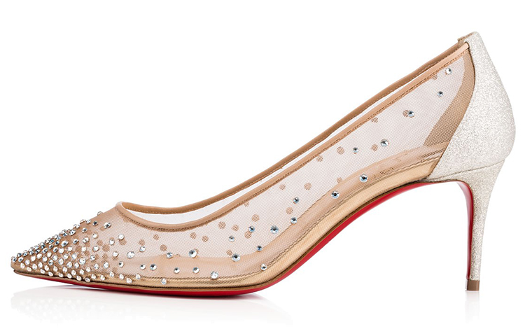 (W) Christian Louboutin Follies Strass 'Nude Silver'