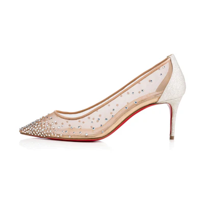 (W) Christian Louboutin Follies Strass 'Nude Silver'