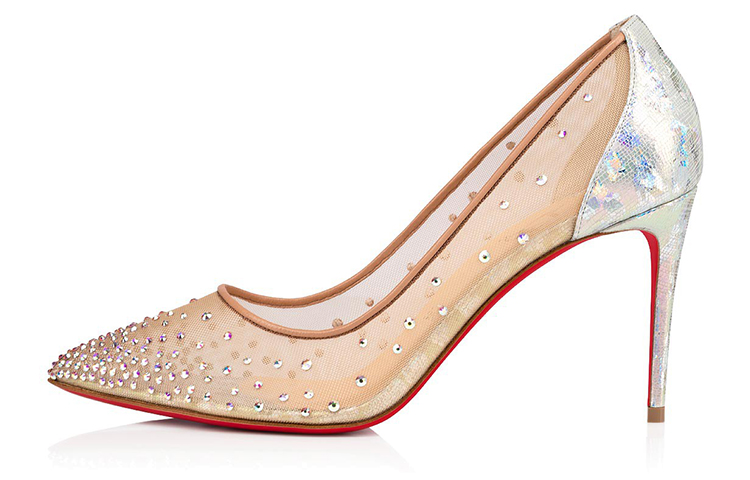 (W) Christian Louboutin Follies Strass 'Nude Silver'