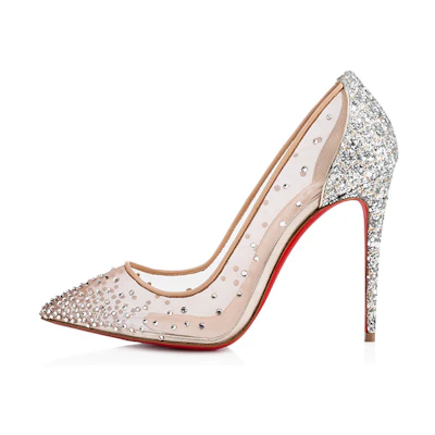 (W) Christian Louboutin Follies Strass 'Nude Silver'