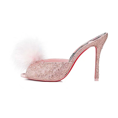 (W) Christian Louboutin Fur Slide 'Pink'
