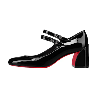 (W) Christian Louboutin High Heel 'Black Patent Leather Buckle'