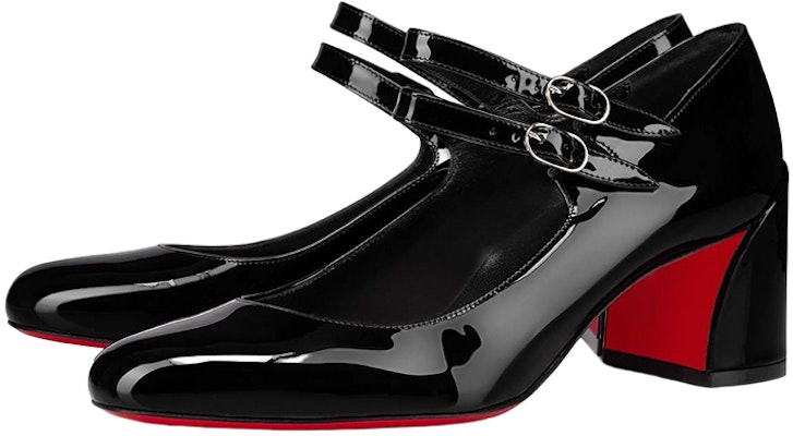 (W) Christian Louboutin High Heel 'Kulit Hitam Glossy dengan Gesper' 1220145B439 Order (W) Christian Louboutin High Heel 'Kulit Hitam Glossy dengan Gesper' 1220145B439