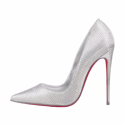 (W) Christian Louboutin High Heel 'Shiny Silver Leather'