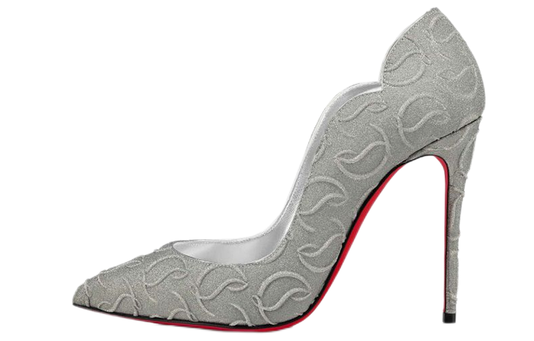 (W) Christian Louboutin High Heels 'Silver Calfskin'
