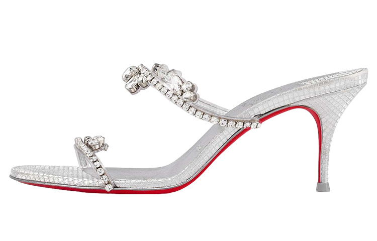 (W) Christian Louboutin Just Queen Slide 'Silver'