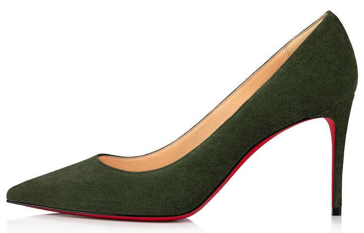(W) Christian Louboutin Kate 085 'Veau Velours Dark Green'