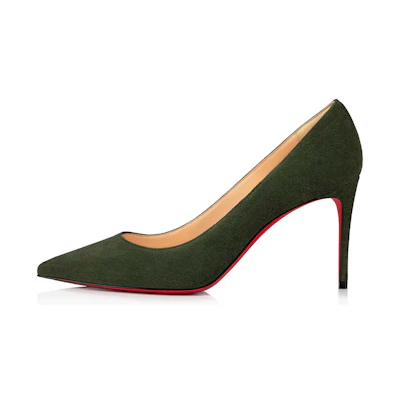 (W) Christian Louboutin Kate 085 'Veau Velours Dark Green'