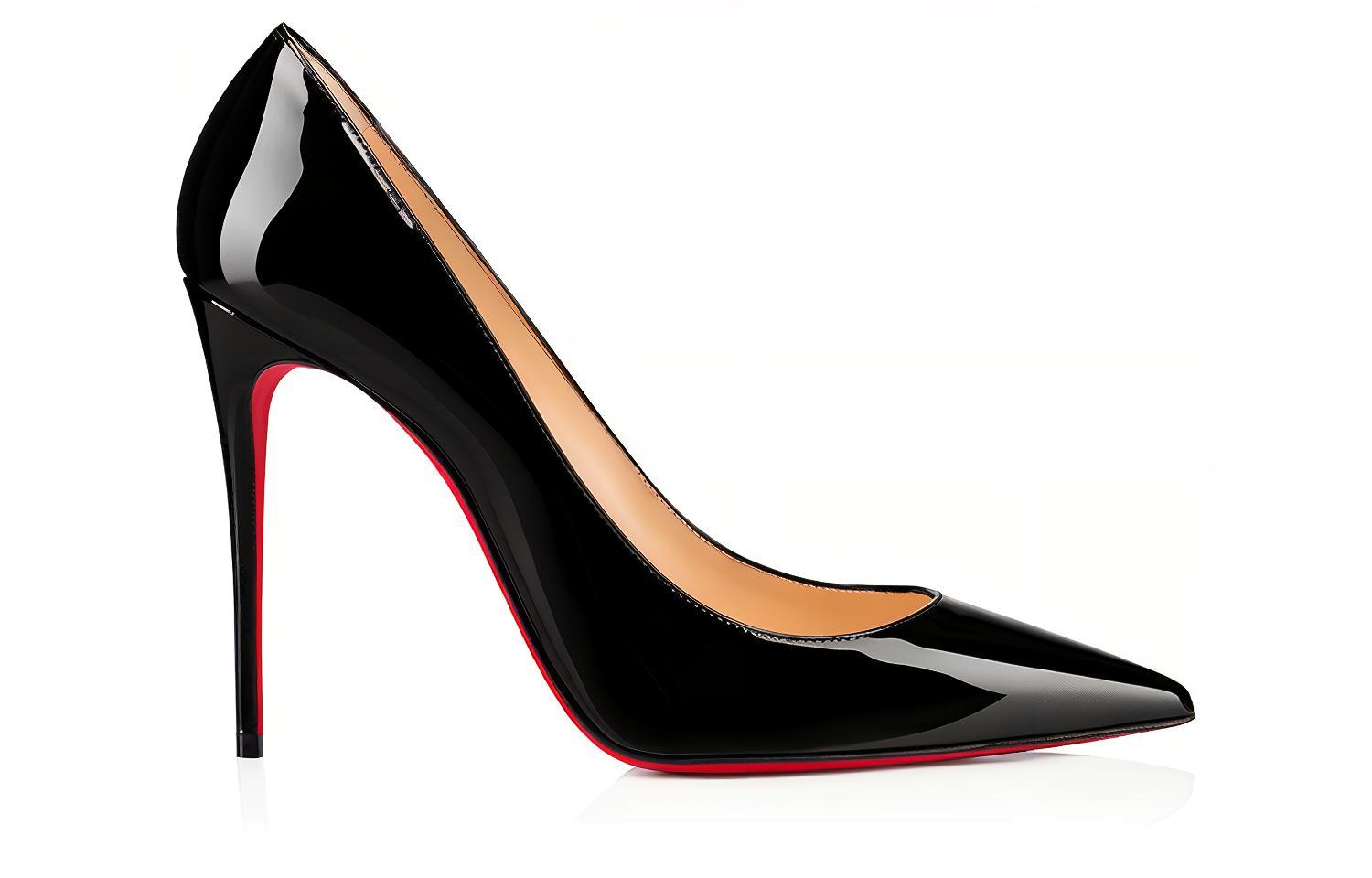 Order (W) Christian Louboutin Kate 100mm Sepatu Hitam Kulit Mengkilap 3191411BK01