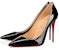 (W) Christian Louboutin Kate 100mm Tumit Hitam Kulit Berkilat 3191411BK01