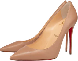 Shop Christian Louboutin 時尚尖頭皮革高跟鞋 女式 裸色