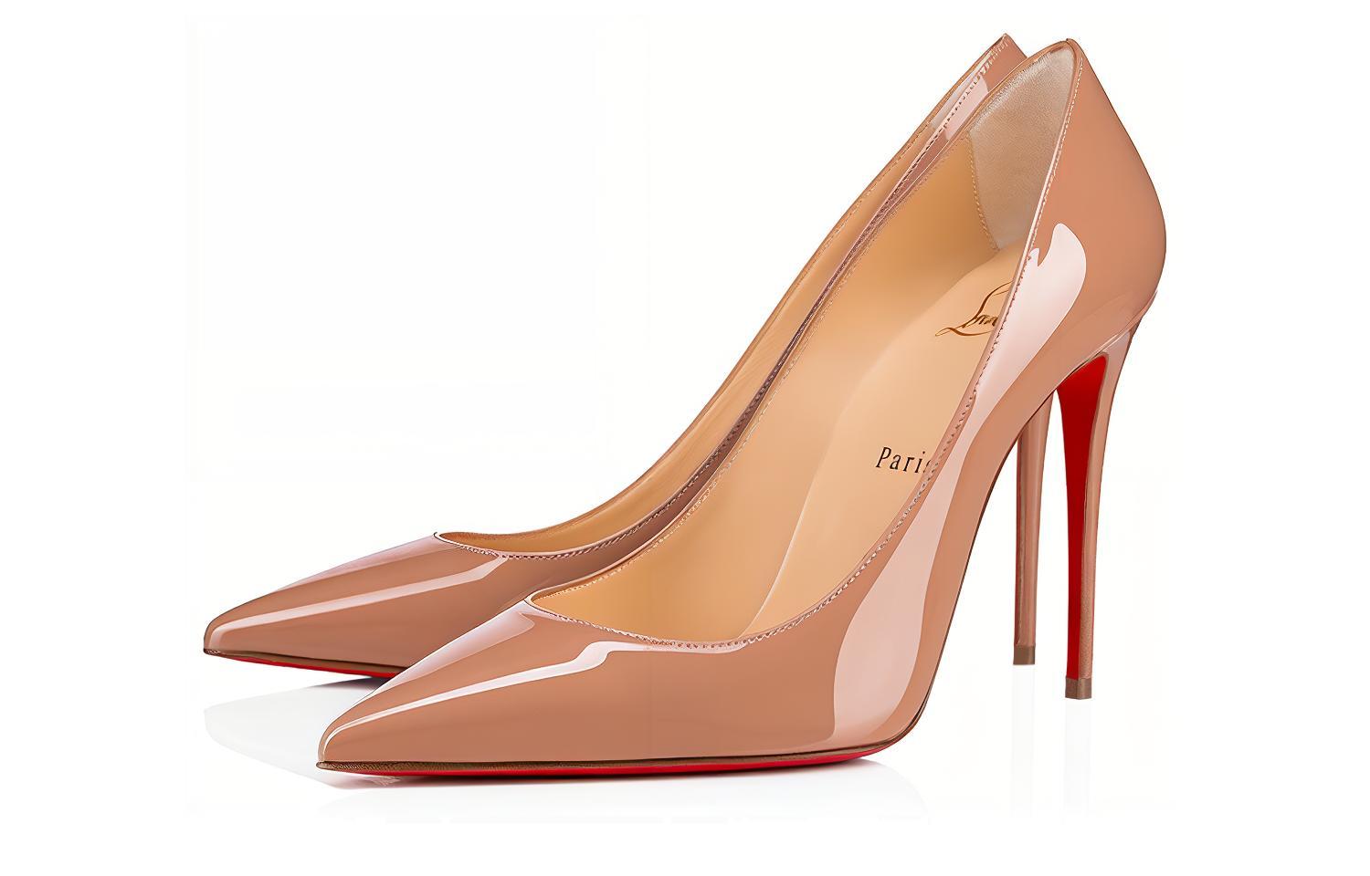 Lookbook (W) Christian Louboutin Kate 100mm Kasut Tumit Tinggi Nude Kulit Jelujur Patent 3191411PK20