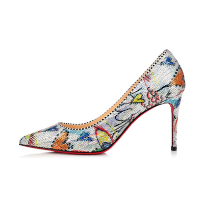(W) Christian Louboutin Kate 85 'Silver Graffiti Elegance'