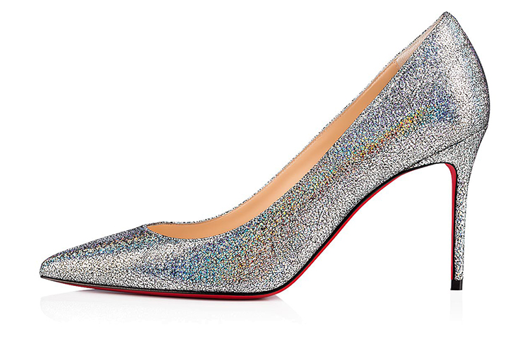 (W) Christian Louboutin Kate 'Silver Nappa'