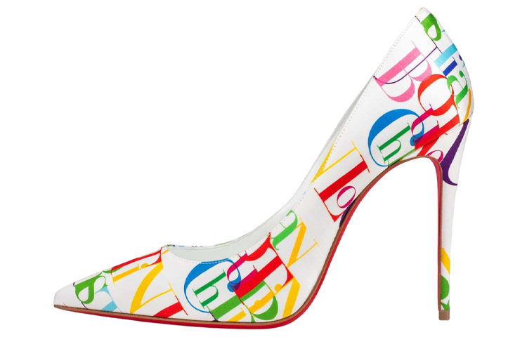 (W) Christian Louboutin Kate 'White Alphabetic'