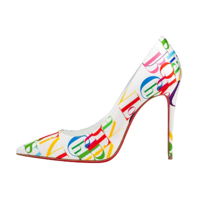 (W) Christian Louboutin Kate 'White Alphabetic'