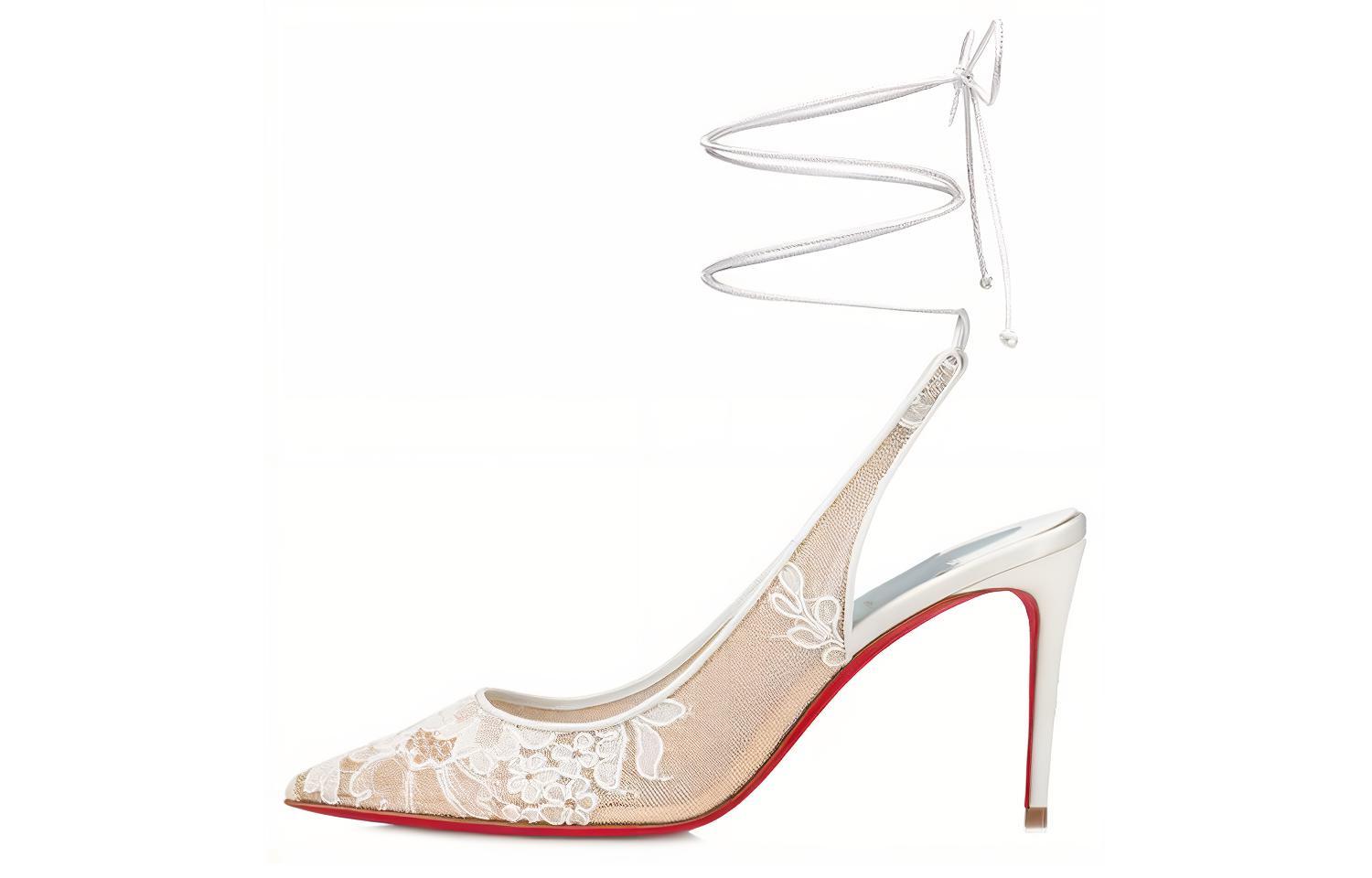 (W) Christian Louboutin Kate 'White Lace Mesh'