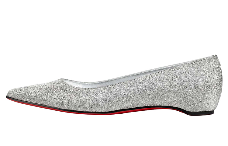 (W) Christian Louboutin Kate Ballet Flat 'Silver'