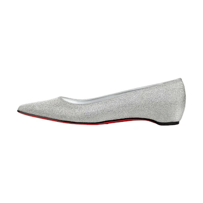 (W) Christian Louboutin Kate Ballet Flat 'Silver'