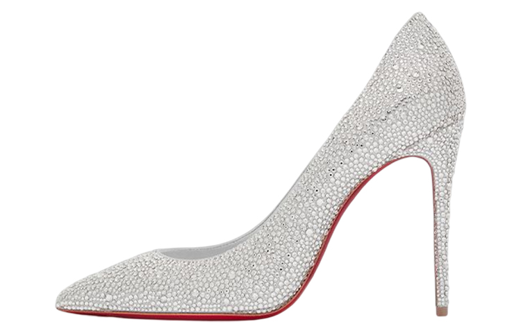 (W) Christian Louboutin Kate Strass 'Silver Crystal'