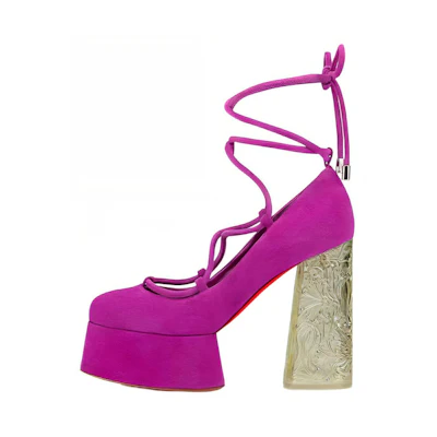 (W) Christian Louboutin La Plutôtine Suede Lace-Up Chunky Heel 'Purple'