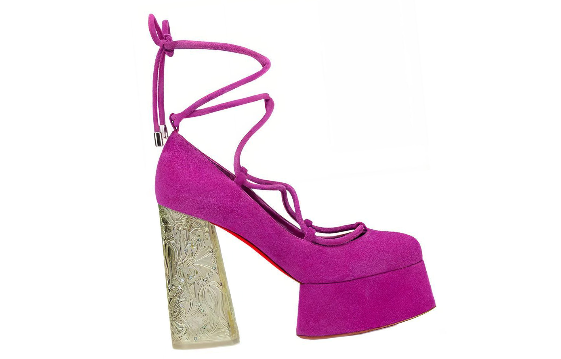 (W) Christian Louboutin La Plutôtine Suede Lace-Up Chunky Heel 'Purple' 圖 2