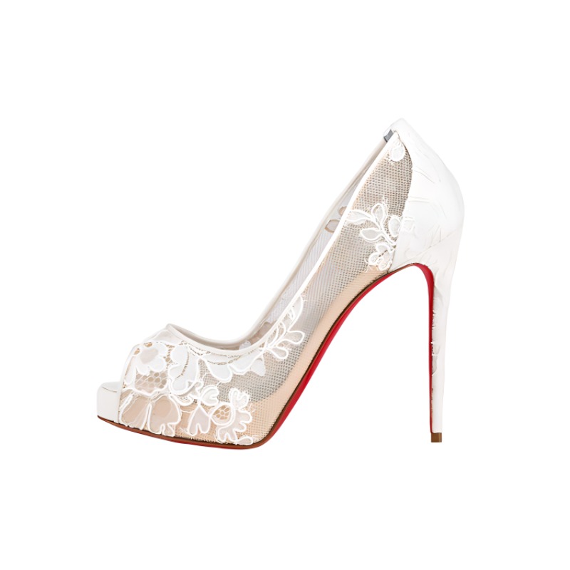 (Women) Christian Louboutin Lace Sandal 'White' 1191593W021