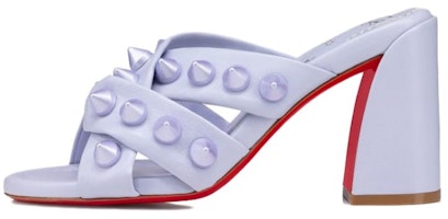 (Women) Christian Louboutin Leather Avant-Garde Studded Comfort Block Heel Slide 'Lilac Purple' 1230750L277 (Women) Christian Louboutin Leather Avant-Garde Studded Comfort Block Heel Slide 'Lilac Purple' 1230750L277