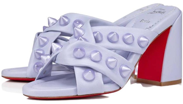 (Women) Christian Louboutin Leather Avant-Garde Studded Comfort Block Heel Slide 'Lilac Purple' 1230750L277 Lookbook (Women) Christian Louboutin Leather Avant-Garde Studded Comfort Block Heel Slide 'Lilac Purple' 1230750L277