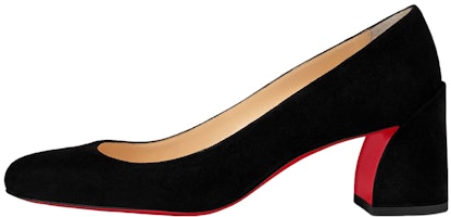 (Women) Christian Louboutin Leather Block Heel 'Black' 1200547BK01 (Women) Christian Louboutin Leather Block Heel 'Black' 1200547BK01