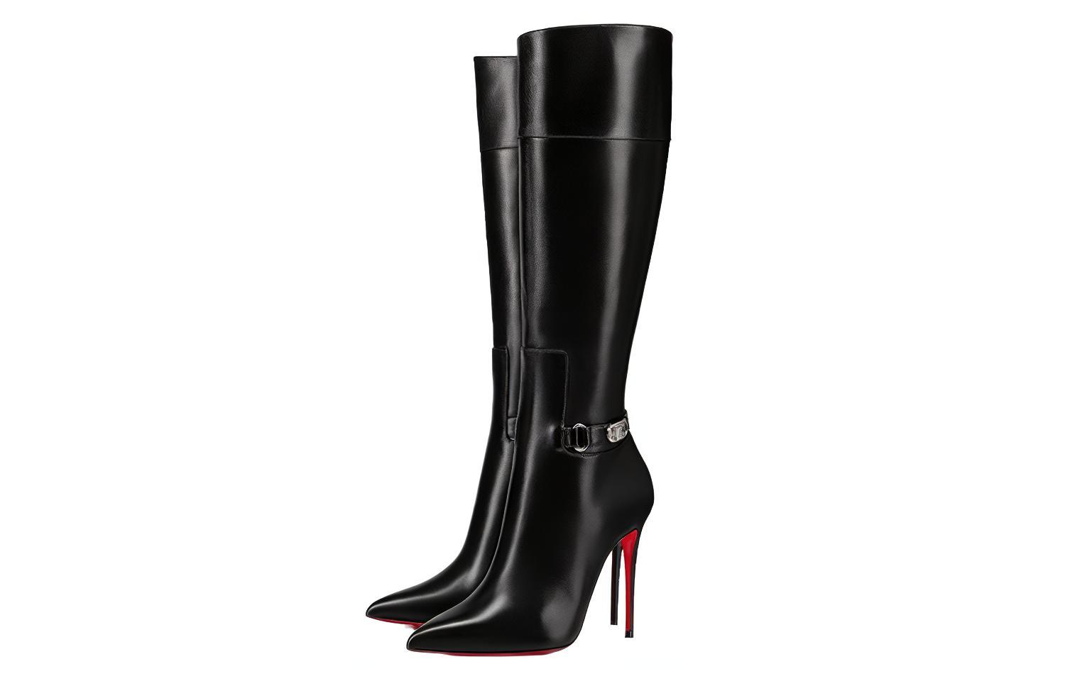 Lookbook (W) Christian Louboutin Sepatu Kulit Hak Tinggi 10cm Diatas Lutut 'Hitam' 3221247BK01