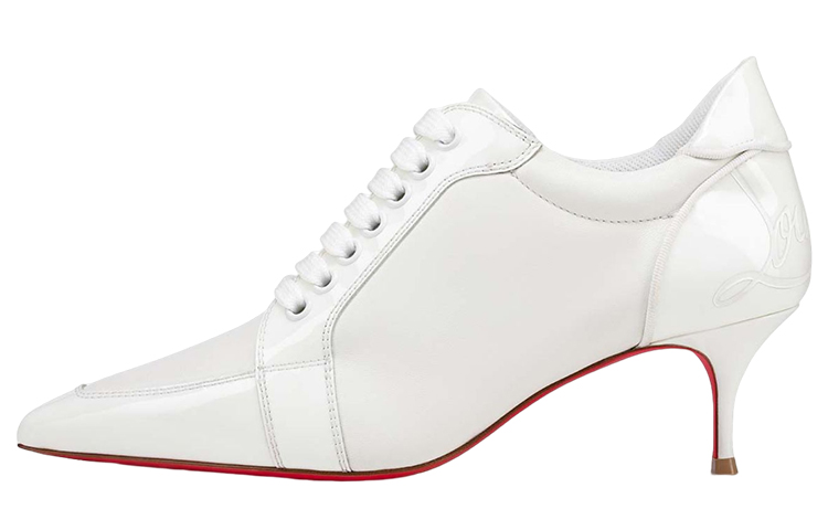 (Women) Christian Louboutin Leather Lace-Up High Heels 'White' 1221140W437