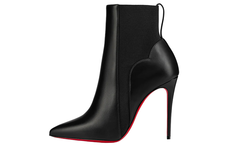 Buy (W) Christian Louboutin Leder Stiefeletten ''10cm Schwarz'' Pointed-Toe Chelsea Boots 1230286BK01