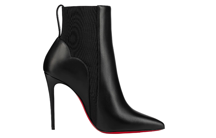 Order (W) Christian Louboutin Leder Stiefeletten ''10cm Schwarz'' Pointed-Toe Chelsea Boots 1230286BK01