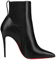 Order (W) Christian Louboutin Sepatu Chelsea Tumit 10cm Kulit Runcing 'Hitam' 1230286BK01