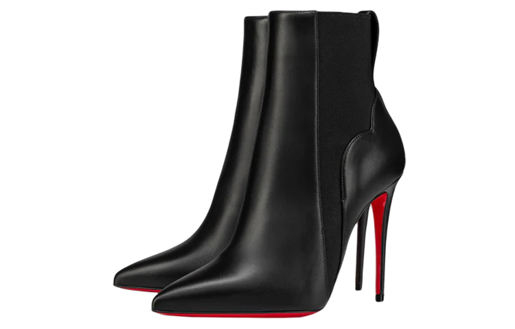Lookbook (W) Christian Louboutin Leder Stiefeletten ''10cm Schwarz'' Pointed-Toe Chelsea Boots 1230286BK01