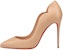(W) Christian Louboutin Kulit Tumit Tinggi Slip-On 10cm 'Nude' 3200380N247