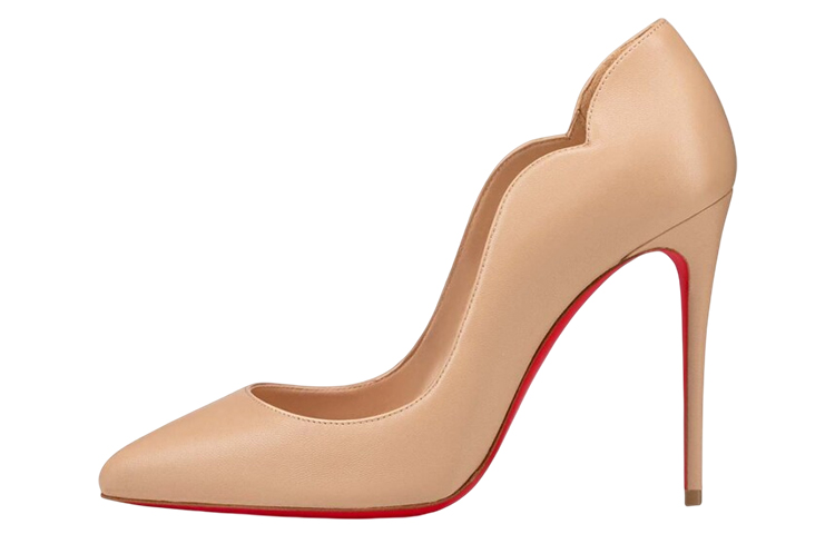 (Women) Christian Louboutin Leather Pointed-Toe Slip-On Stiletto 10cm 'Nude' 3200380N247