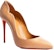 (W) Christian Louboutin Kulit Tumit Tinggi Slip-On 10cm 'Nude' 3200380N247