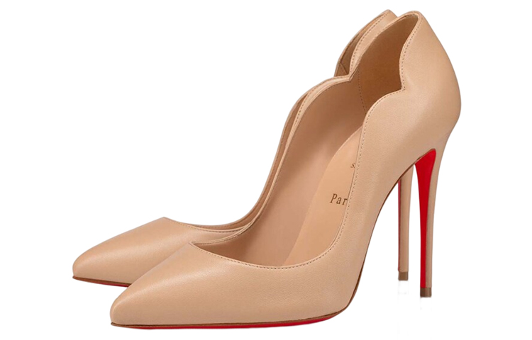 Lookbook (Women) Christian Louboutin Leather Pointed-Toe Slip-On Stiletto 10cm 'Nude' 3200380N247