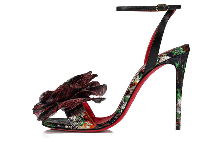 Buy (W) Christian Louboutin Leder Blockabsatz-Sandalen mit Schnalle ''Schwarz'' 3230517J666