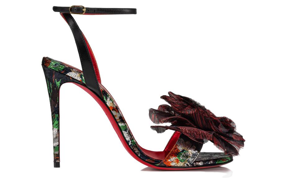 (W) Christian Louboutin Leather Round-Toe Block-Buckle High-Heeled Sandals 'Black' 圖 2