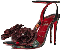 Lookbook (Women) Christian Louboutin Leather Round-Toe Block-Buckle High-Heeled Sandals 'Black' 3230517J666
