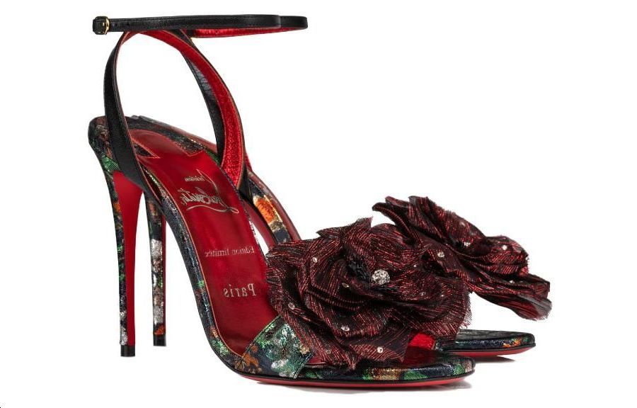 (W) Christian Louboutin Leather Round-Toe Block-Buckle High-Heeled Sandals 'Black' 圖 4