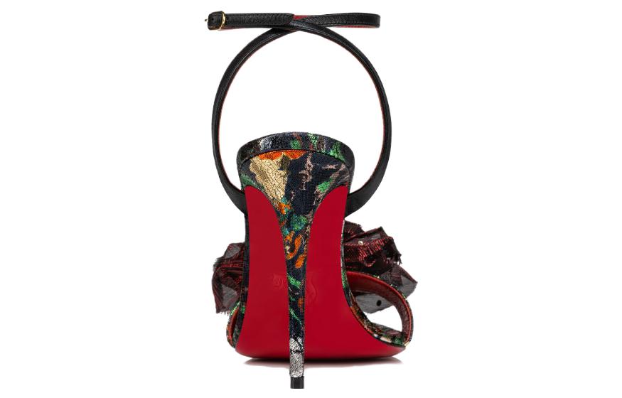 (W) Christian Louboutin Leather Round-Toe Block-Buckle High-Heeled Sandals 'Black' 圖 5