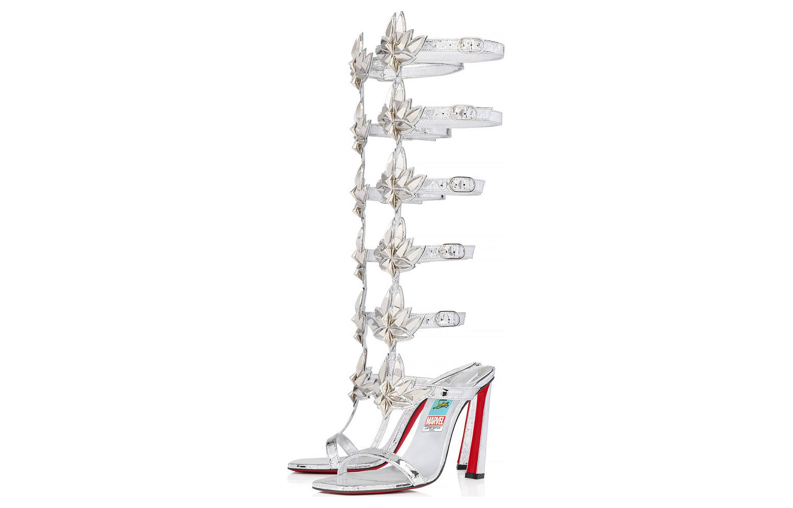 Order (W) Christian Louboutin Leren Stiletto Sandalen met Enkelband 10cm ''Zilver'' 3230910S348